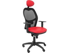 Cadeira de Escritório Executiva PIQUERAS Y CRESPO Jorquera Vermelho e Preto (Apoio cabeça fixo – Malha e Pele Sintética)