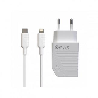 Carregador MUVIT MFC (USB-C – Lightning – 20 W – Branco)
