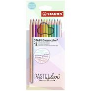 Estojo con 12 lápices de color acuarelable saquacolor Pastellove Collection STABILO multicolor