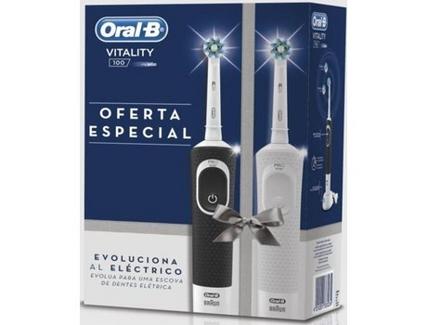 Escova de Dentes Elétrica ORAL-B Duplo Vitality Branco e Preto (7.800 rpm)