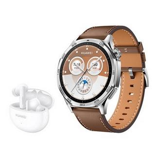 Bundle Smartwatch HUAWEI Watch GT5 46MM Castanho + Auriculares HUAWEI Freebuds 5i Branco