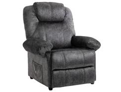 Poltrona Relax Reclinável Tecido de microfibra (100% poliéster), esponja e aço cor Negro 96x91x108cm HOMCOM