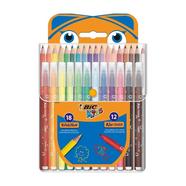 Pack de colorir Kids com 18 lápis e 12 marcadores