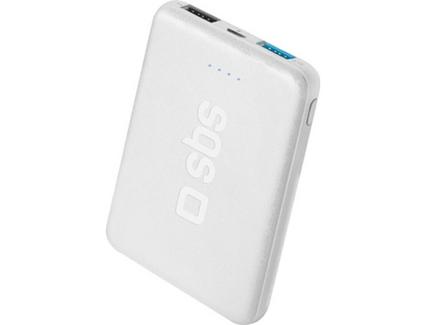 Powerbank SBS Pocket Line (5000 mAh – 2 USB – 1 Micro-USB – Branco)