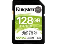 Cartão de Memória KINGSTON 128GB SD Canvas Select Plus 100R C10 UHS-I U3 V30