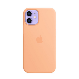 Capa Apple em silicone com MagSafe para iPhone 12 mini – Cantaloupe Laranja