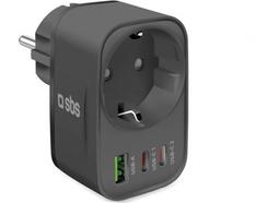 Carregador multiusos Schuko de parede com 1xUSB-A e 2xUSB-C/30W/