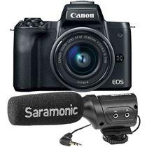 Canon EOS M50 + EF-M 15-45mm f/3.5-6.3 IS STM – Preto + Bolsa + Cartão Memória + Microfone SR-M3
