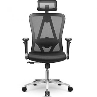 Cadeira de escritório ergonómica MFAVOUR MFV-18 com suporte de cabeça Preto